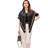 90x90 Seidentuch schwarz weiß Punkte N219